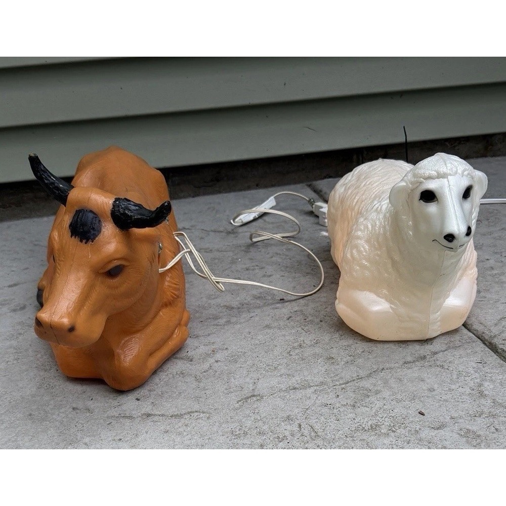 Deluxe Sheep Lamb & Cow Empire Blow Molds Christmas Nativity Animals